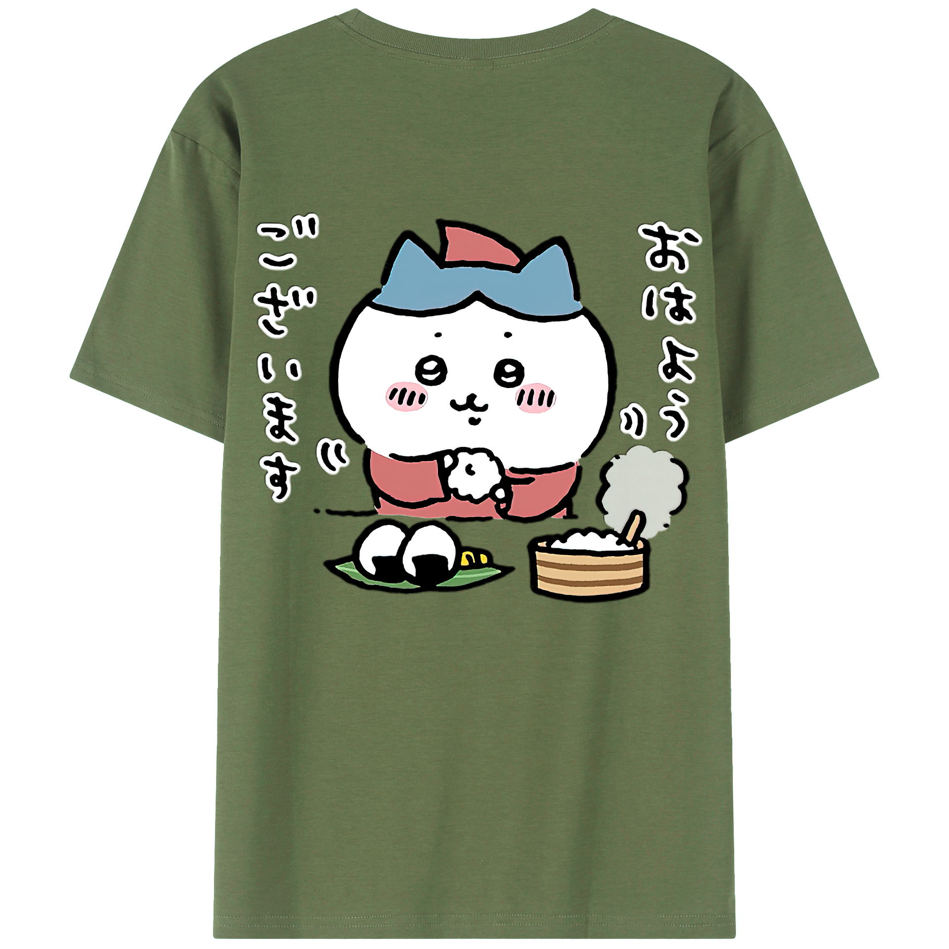 （画像用） ちいかわ ハチワレ Chii-kawa hachiware 綿100％ メンズ半袖Tシャツ（バックプリント） 通気性